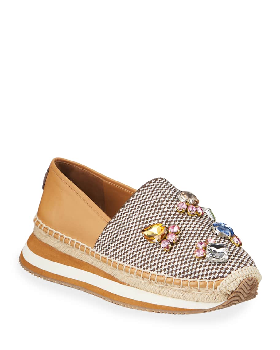 Tory Burch Daisy Embellished Slip On Espadrille Sneakers Neiman