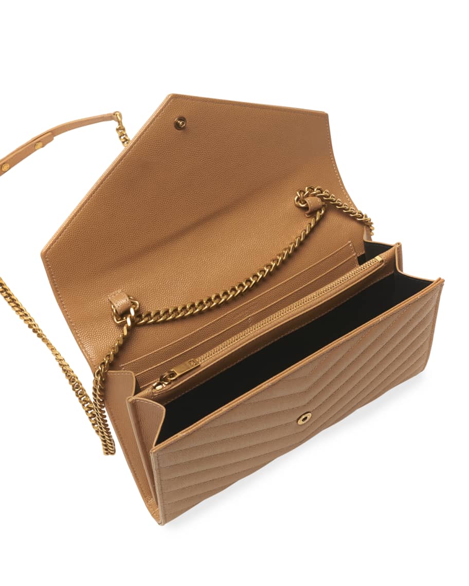 Saint Laurent Monogram YSL Large Grain de Poudre Leather Wallet on