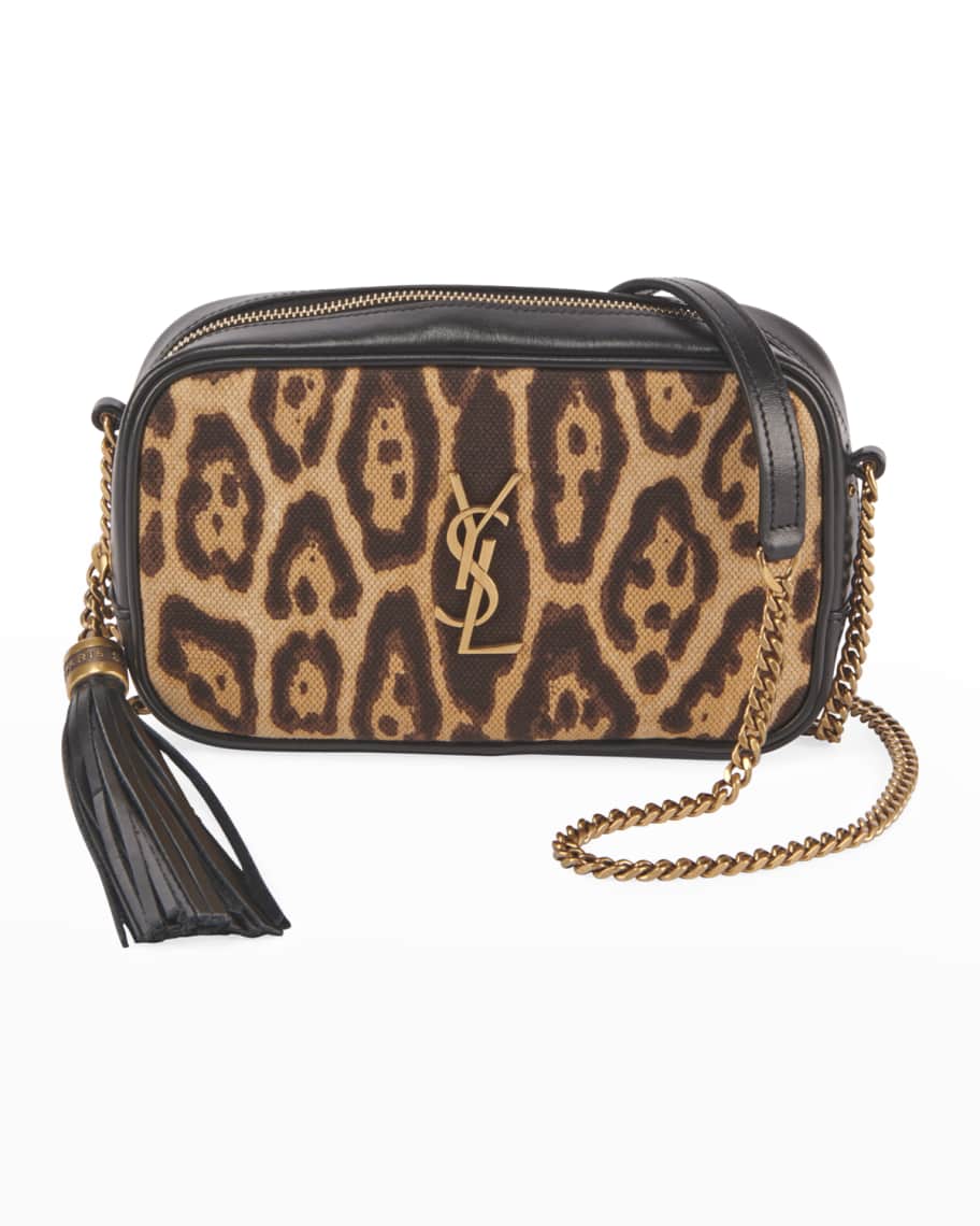 Saint Laurent Lou Mini YSL Monogram Leopard Canvas Camera Bag