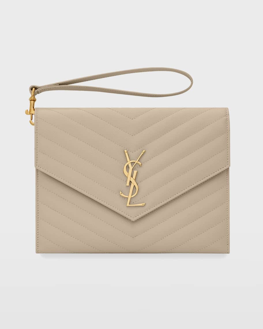 Saint Laurent Envelope Chain Wallet Clutch Bag - Gold