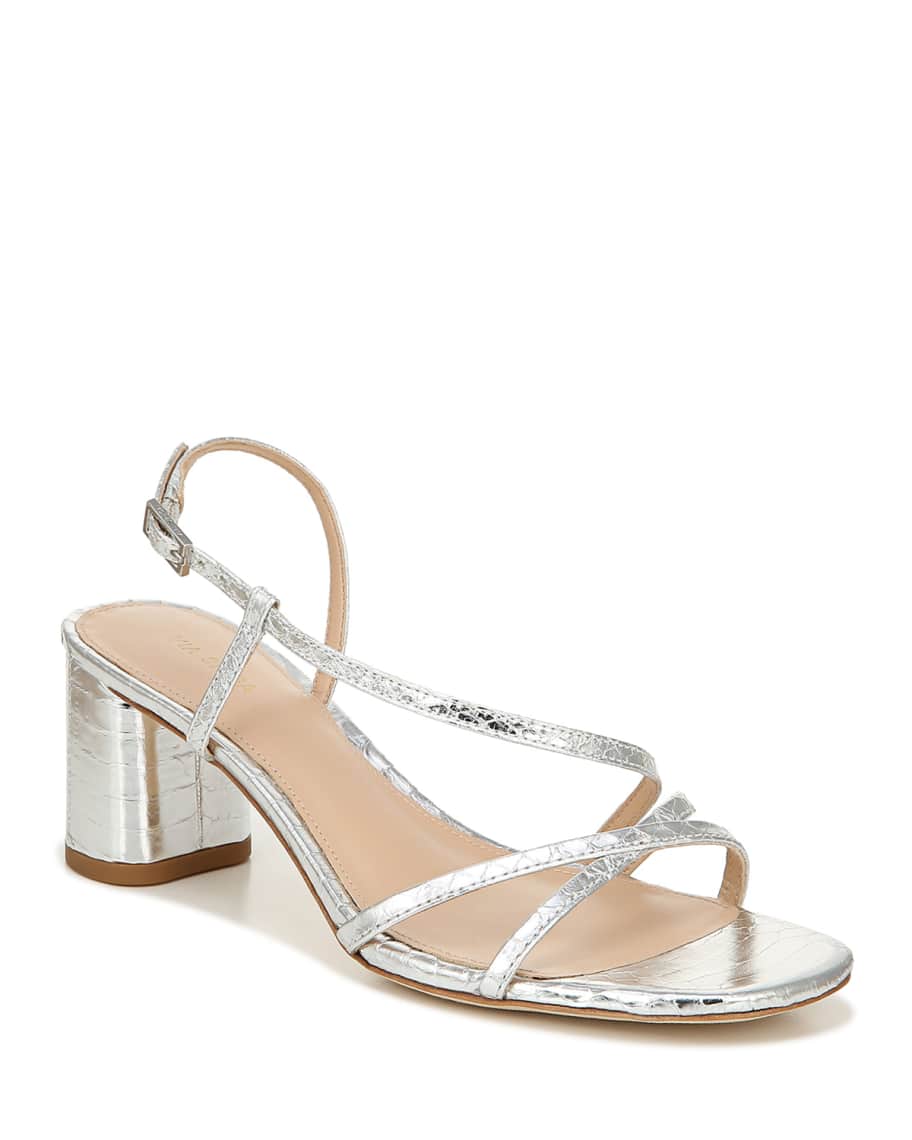 Via Spiga Roslyn Snake Print Metallic Sandals Neiman Marcus
