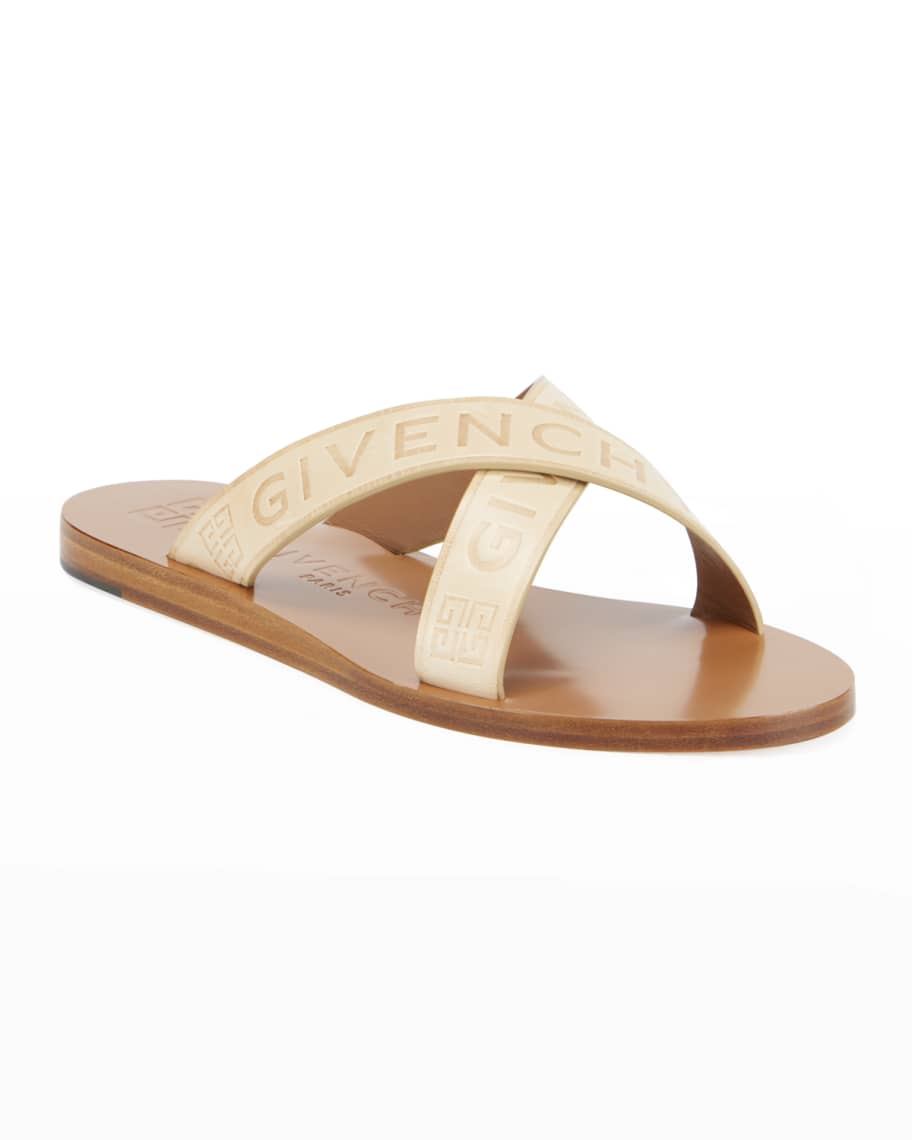 Givenchy Logo  Crisscross Flat Sandals Neiman Marcus