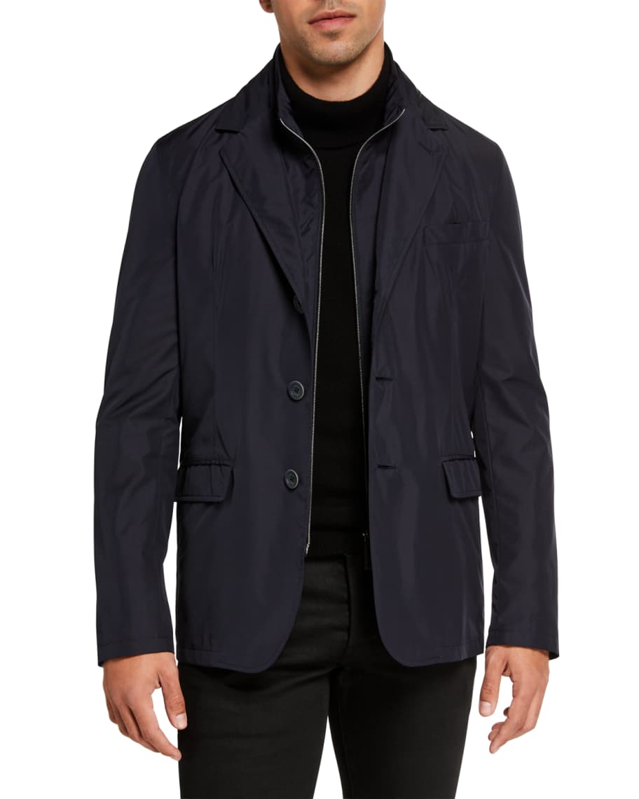 Herno Men s Techno Weave Three Button Jacket Neiman Marcus
