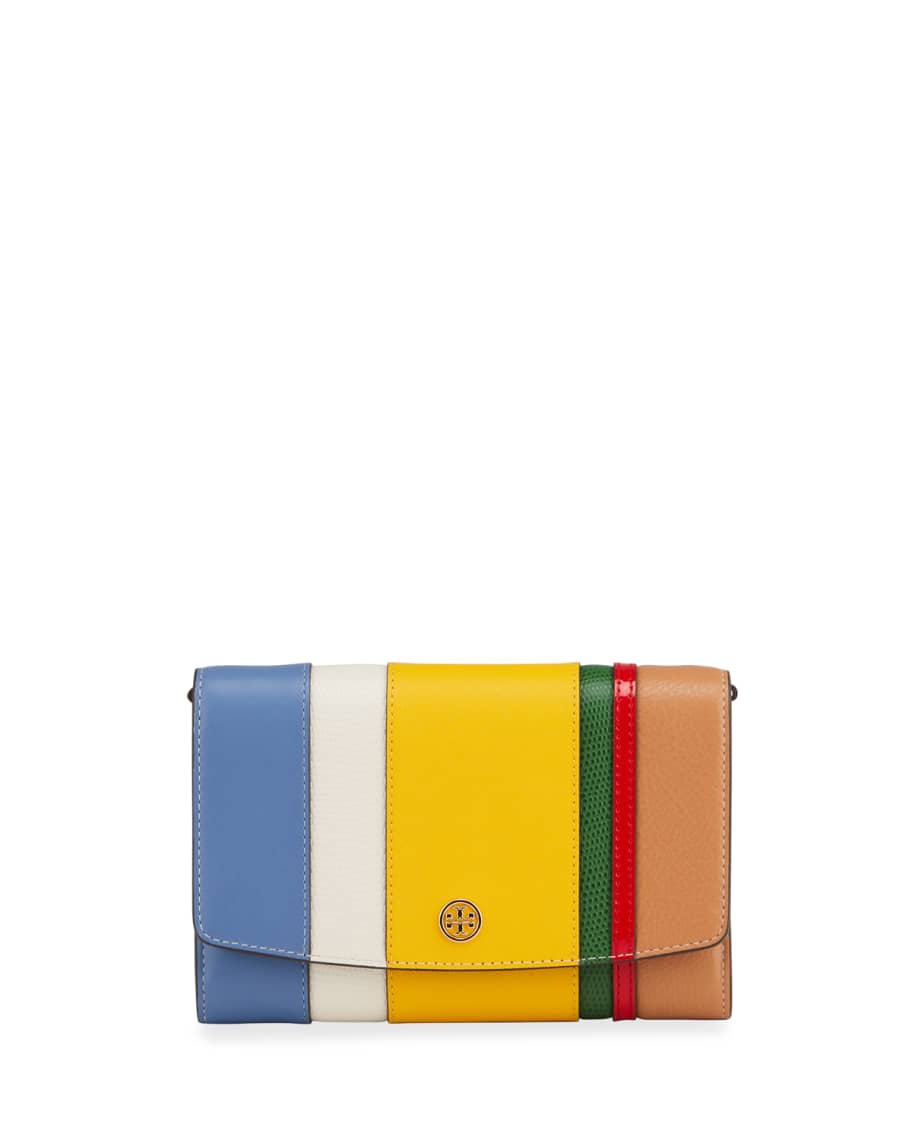 Tory Burch Robinson Balloon Stripe Wallet on Chain Neiman Marcus
