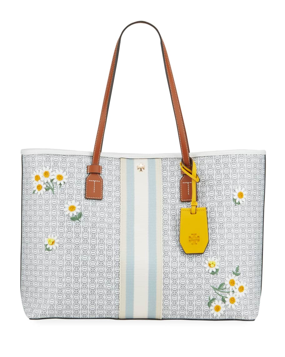 Tory Burch Women's Gemini Link Canvas Small Tote, New Ivory Gemini Link,  Off White, Print, One Size : : Shoes & Handbags