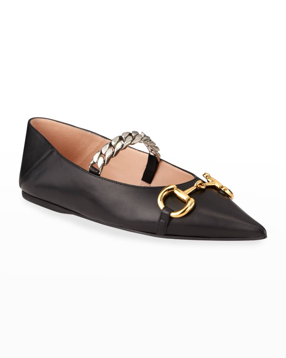 Gucci Deva Ballet Flats With Chain And Horsebit | Neiman Marcus