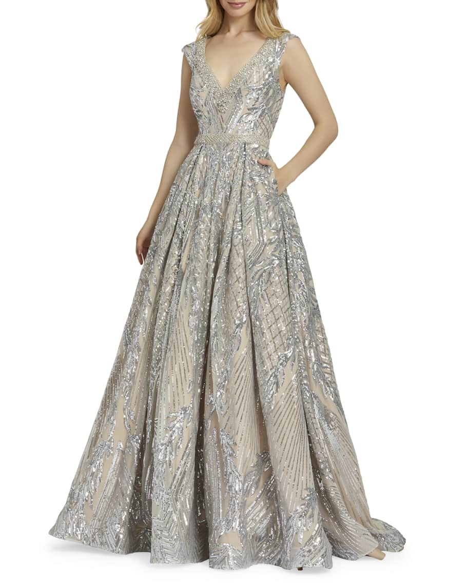 Mac Duggal Sequin A-Line Gown | Neiman Marcus