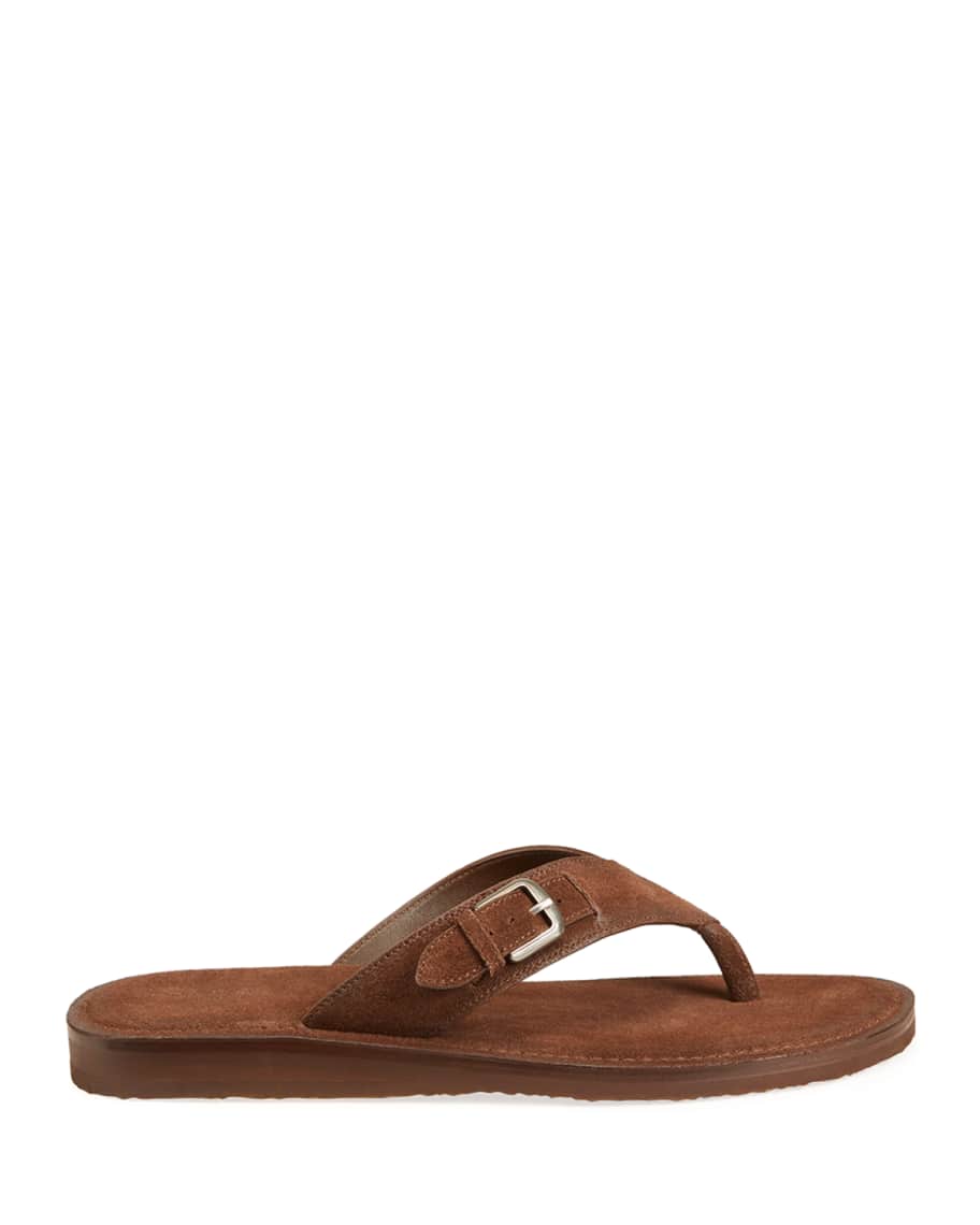 John Varvatos Men S Havana Suede Buckle Thong Sandals Neiman Marcus