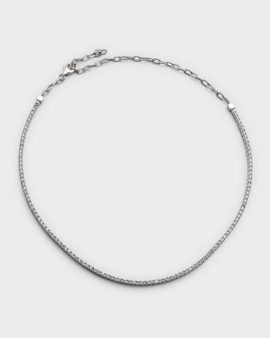 Neiman Marcus Diamonds White Gold HalfDiamond HalfChain Necklace