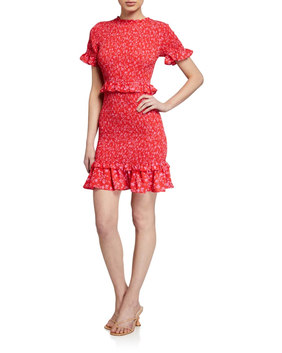 Likely Faye Smocked Ruffle Floral Dress | Neiman Marcus