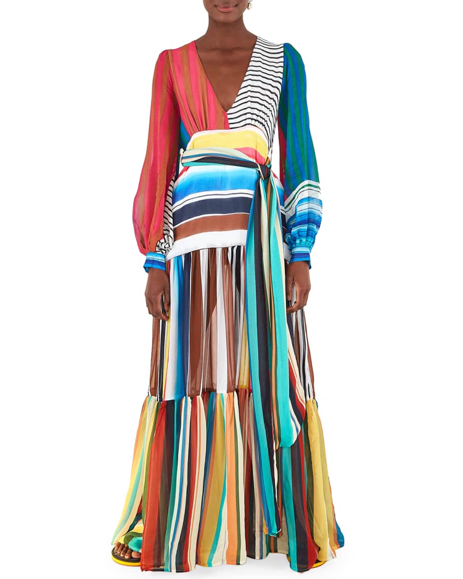 Farm Rio Thalita Striped Maxi Dress | Neiman Marcus