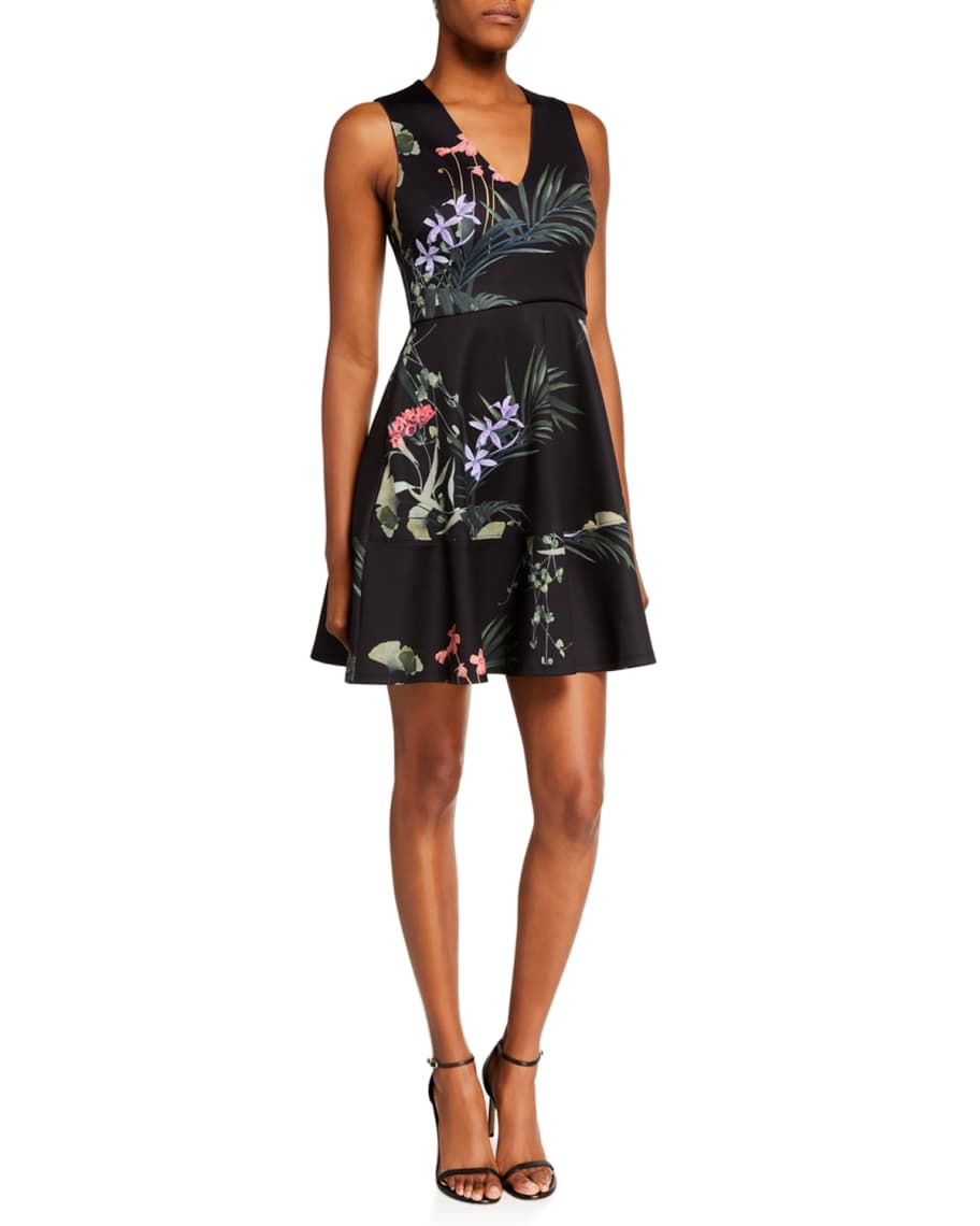 Image 1 of 2: Wrapel Highland Floral V-Neck Skater Dress
