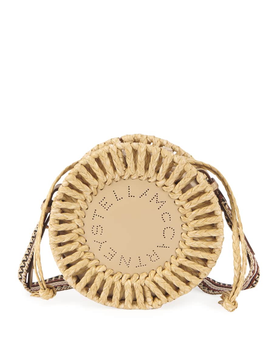 Stella McCartney Round Woven Raffia Shoulder Bag Neiman Marcus