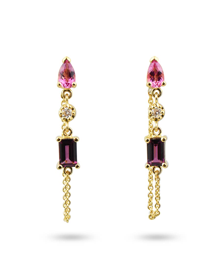 Stevie Wren 14k Yellow Gold 3-Stone and Diamond Dangle Earrings with ...