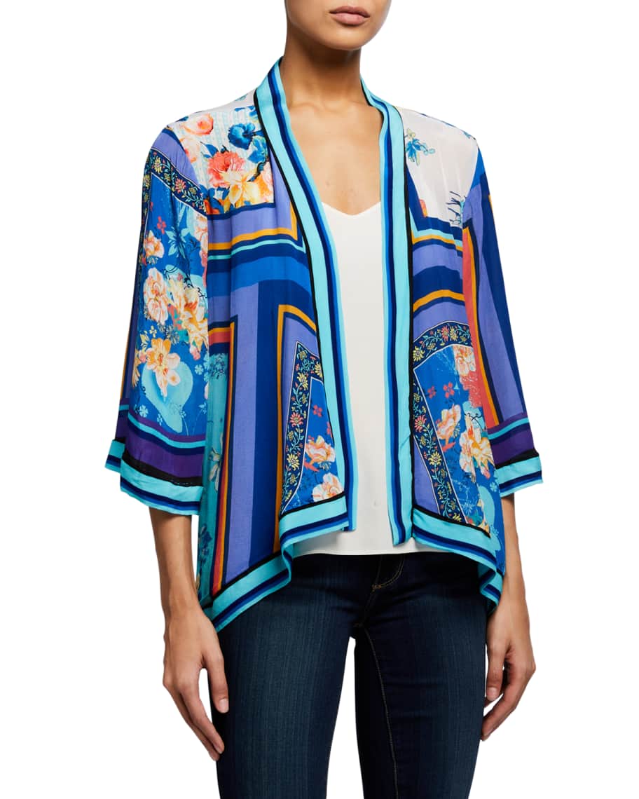 Tolani Plus Size Karma Plum Print Kimono | Neiman Marcus