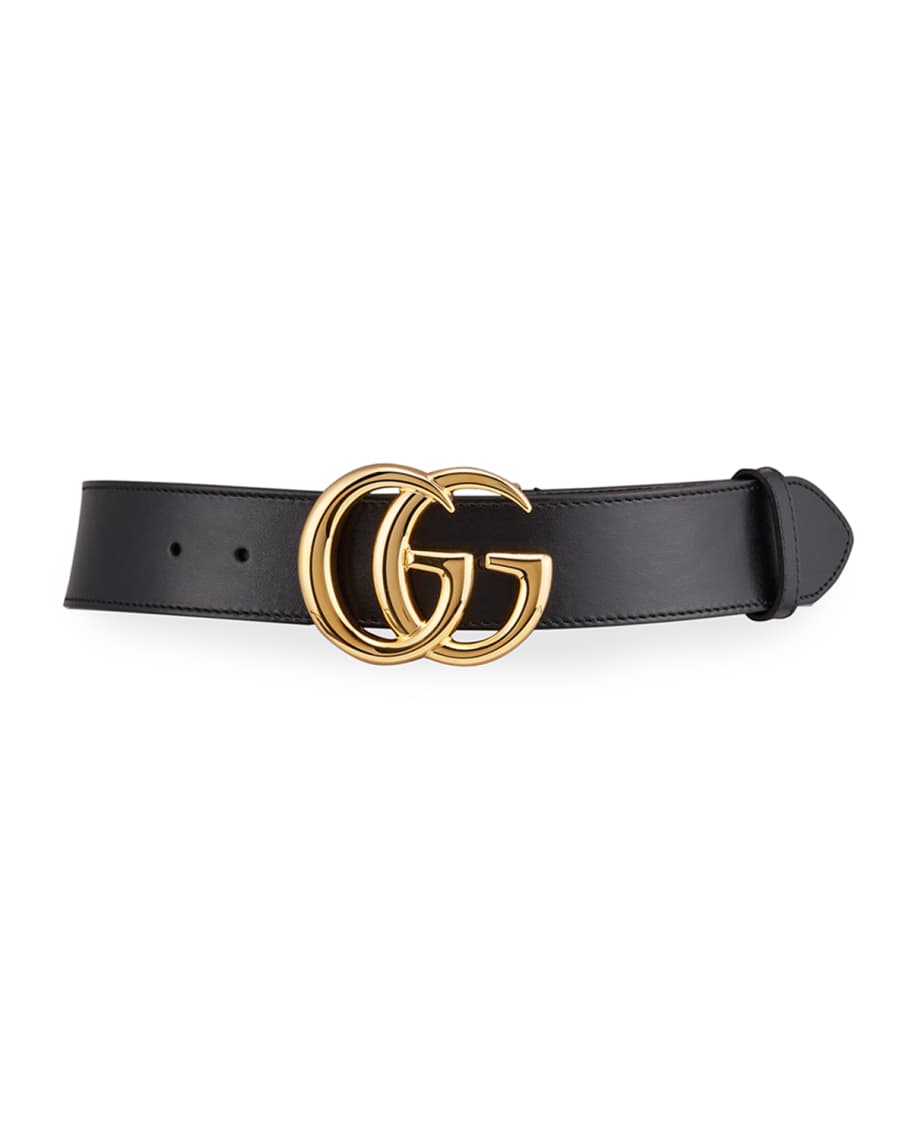 Extra Wide Calfskin Marmont Faux Pearl GG Buckle Belt