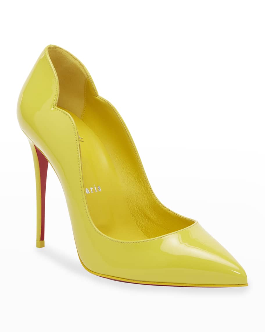 christian louboutin hot chick 100 patent red sole pumps