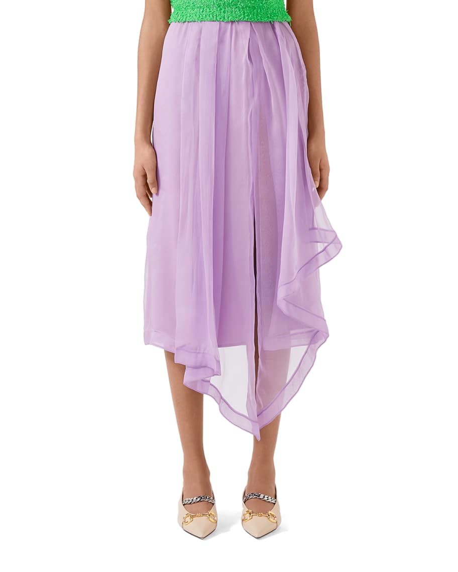 Gucci Silk Light Organza Skirt With Front Slit | Neiman Marcus