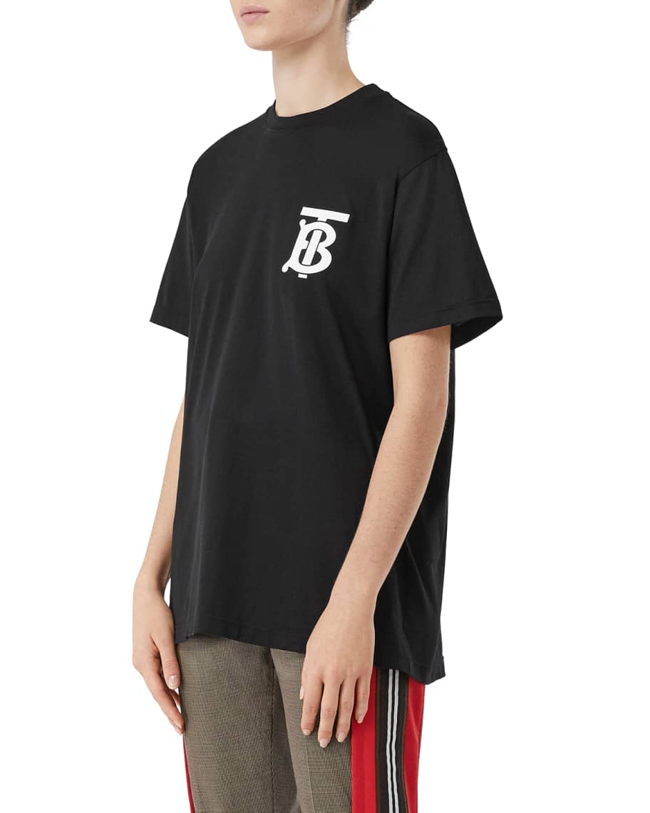 Burberry Emerson Oversized T-Shirt with TB Monogram, Black | Neiman Marcus