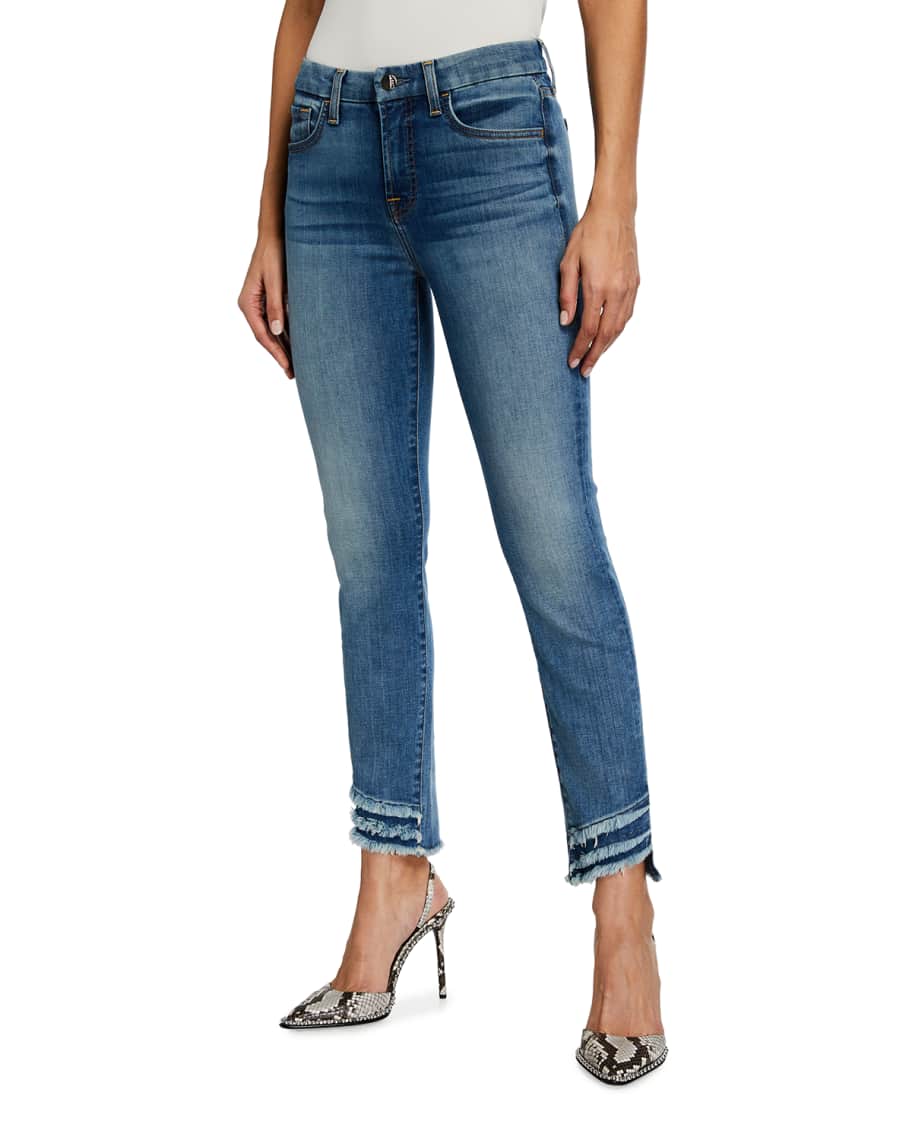 Jen7 Ankle Skinny Frayed Hem Jeans Neiman Marcus