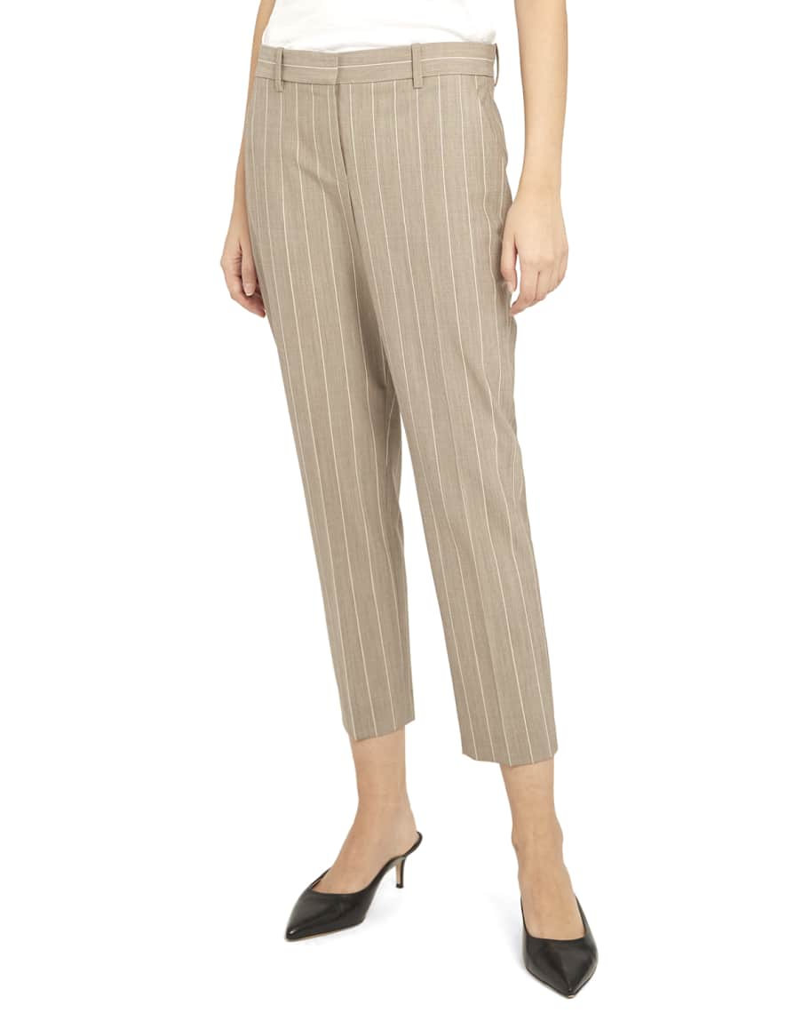 Theory Treeca 2 Traceable Wool Striped Pants | Neiman Marcus