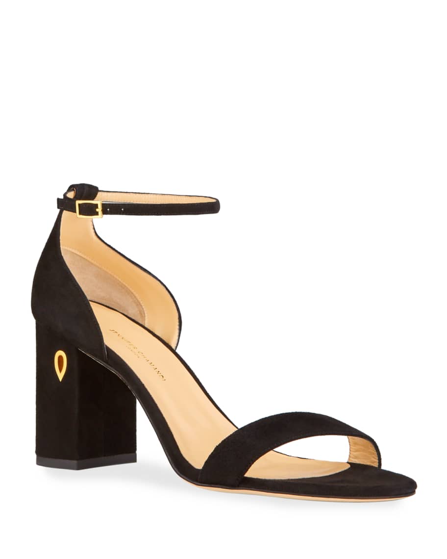 Jennifer Chamandi Massimo 85mm Suede Block-Heel Sandals | Neiman Marcus