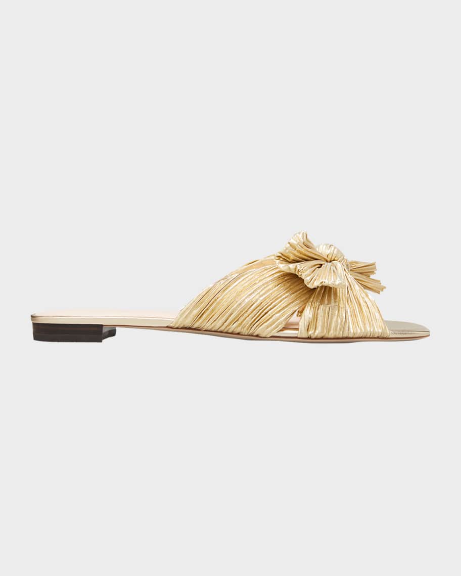Loeffler Randall Daphne Metallic Knotted Slide Sandals | Neiman Marcus
