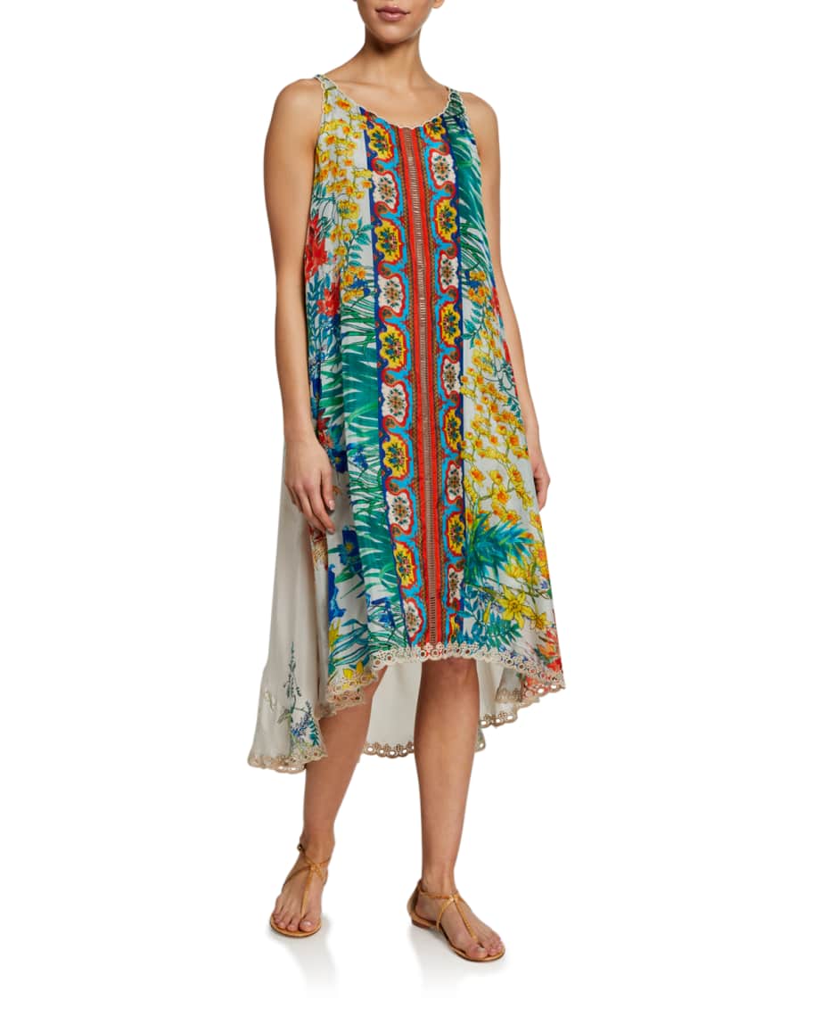 Johnny Was Avalon Printed Sleeveless Dress w Slip Neiman Marcus