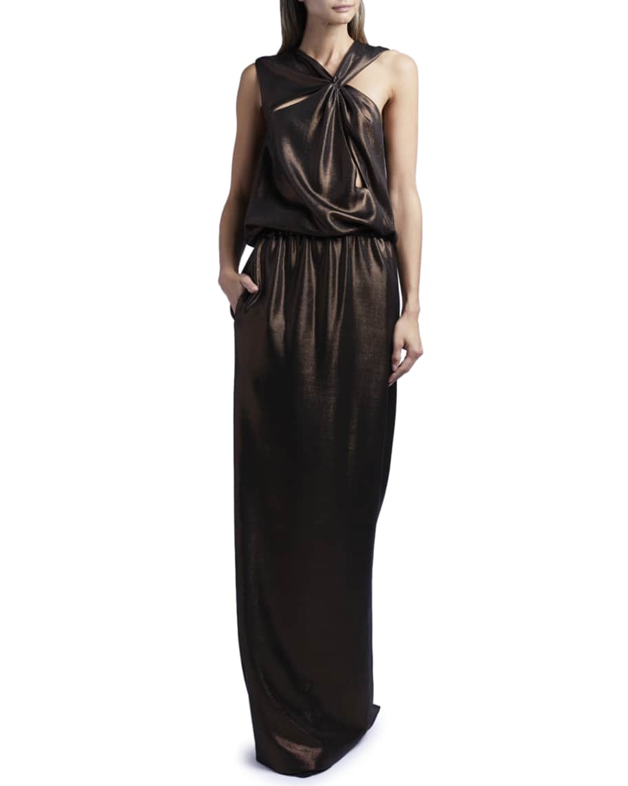 TOM FORD Sleeveless Cutout Laminated Jersey Gown | Neiman Marcus