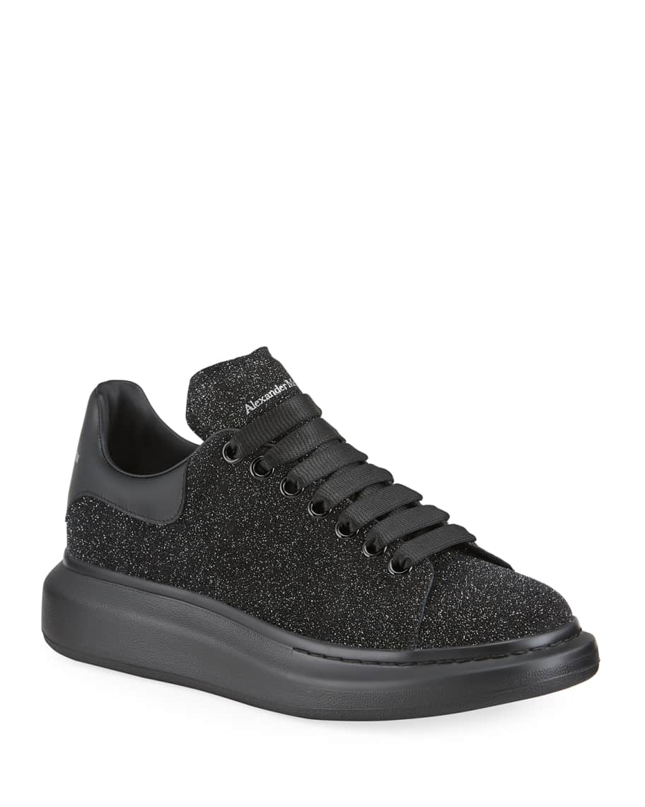 Alexander McQueen Black And Silver Glitter Oversized Sneakers for Men