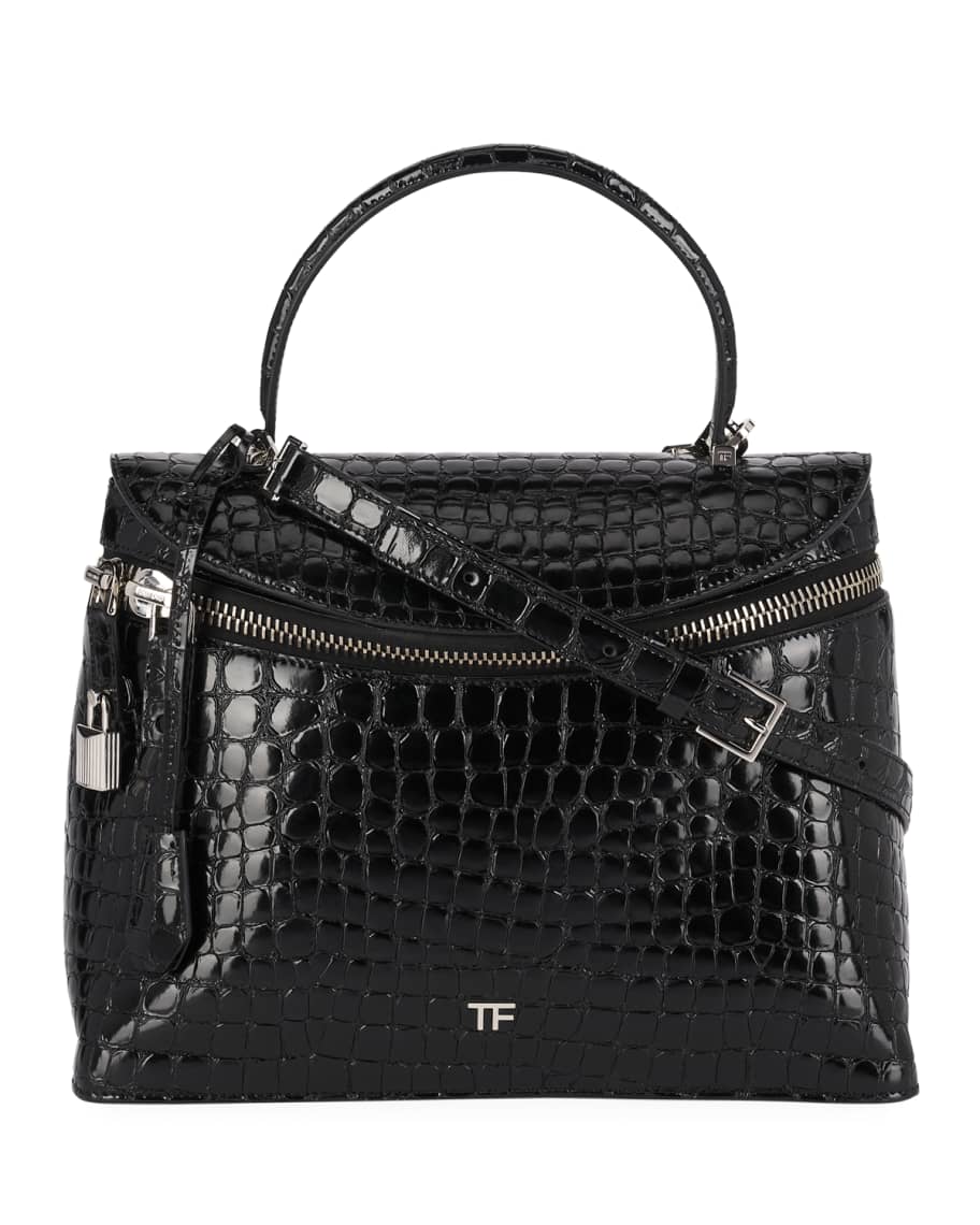TOM FORD Metro Embossed Leather Top-Handle Bag | Neiman Marcus