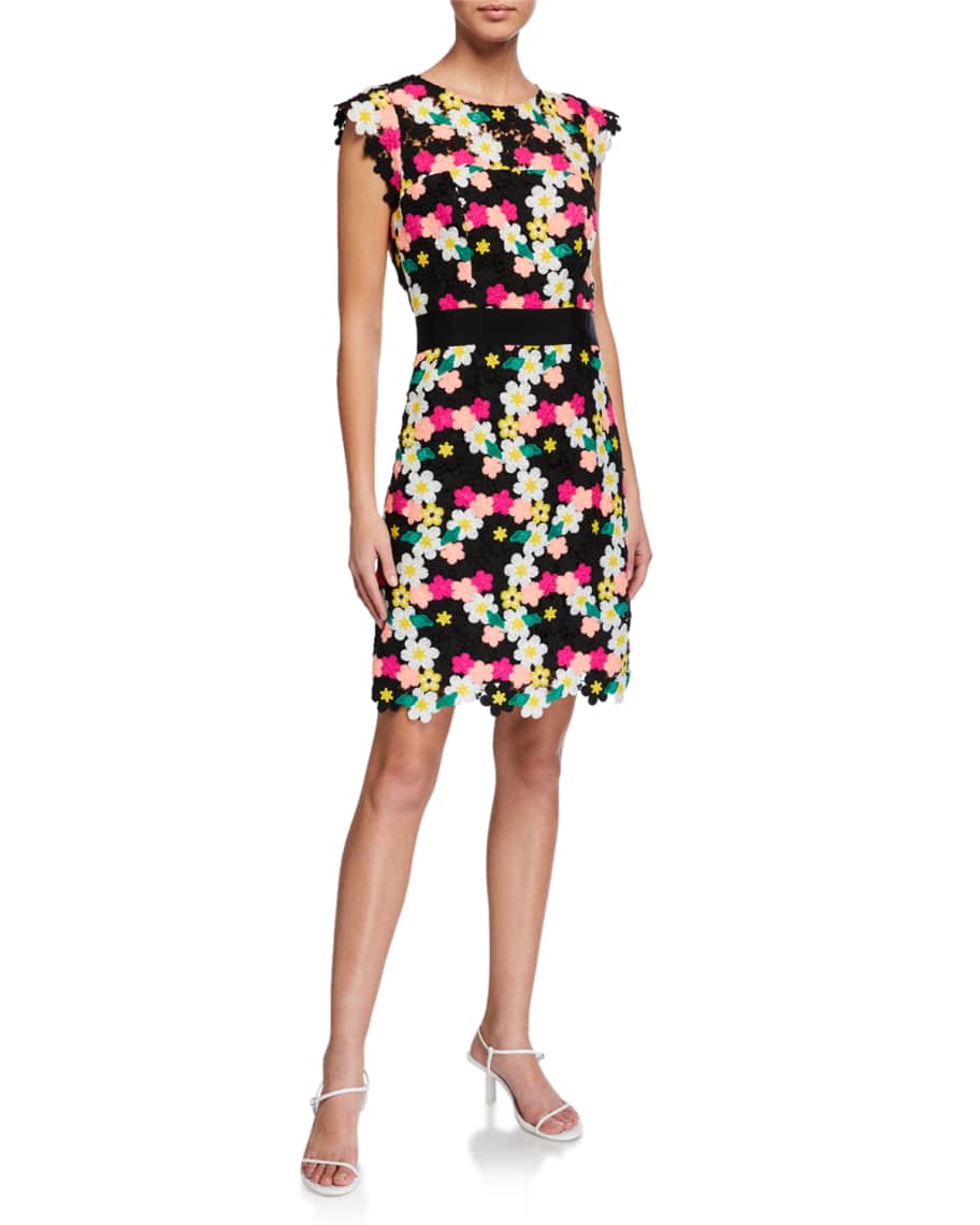 Milly Leila Floral Crochet Dress | Neiman Marcus