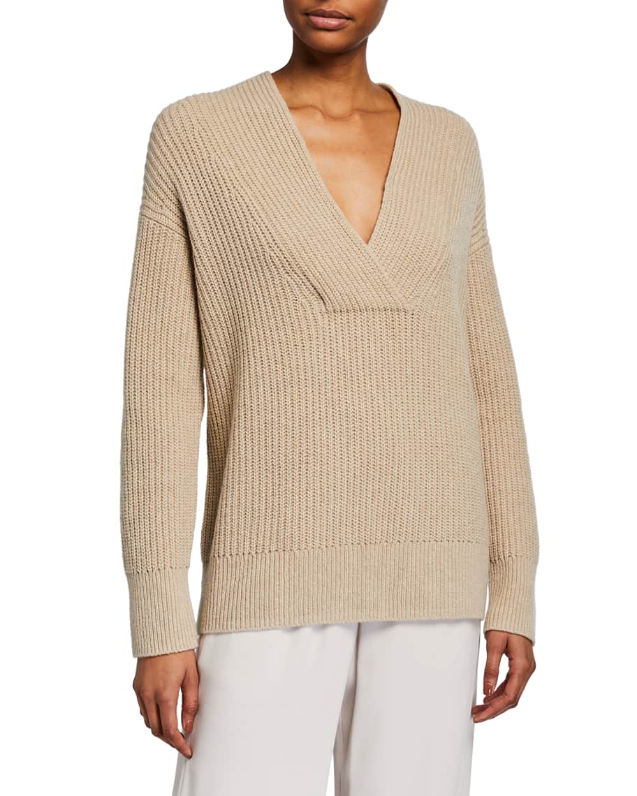 Vince Wool Blend Overlap Tunic Neiman Marcus