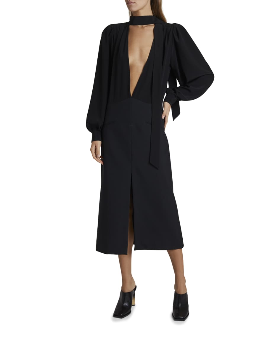 Givenchy Silk V-Neck Midi Dress | Neiman Marcus