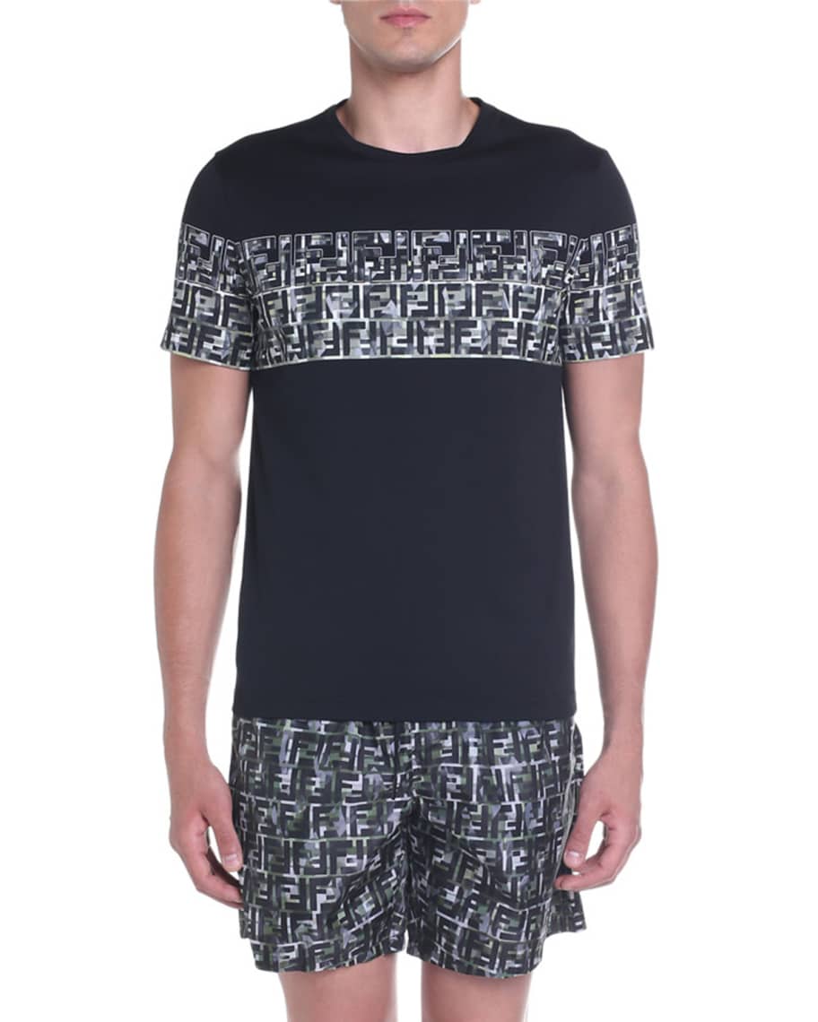 Fendi Men s FF Camo Stripe Graphic T Shirt Neiman Marcus