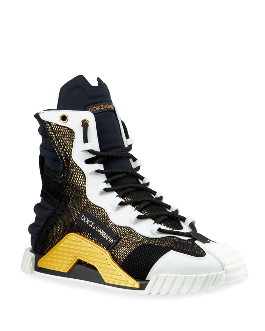 Dolce & Gabbana Men's NS1 Metallic Mesh High-Top Sneakers | Neiman Marcus