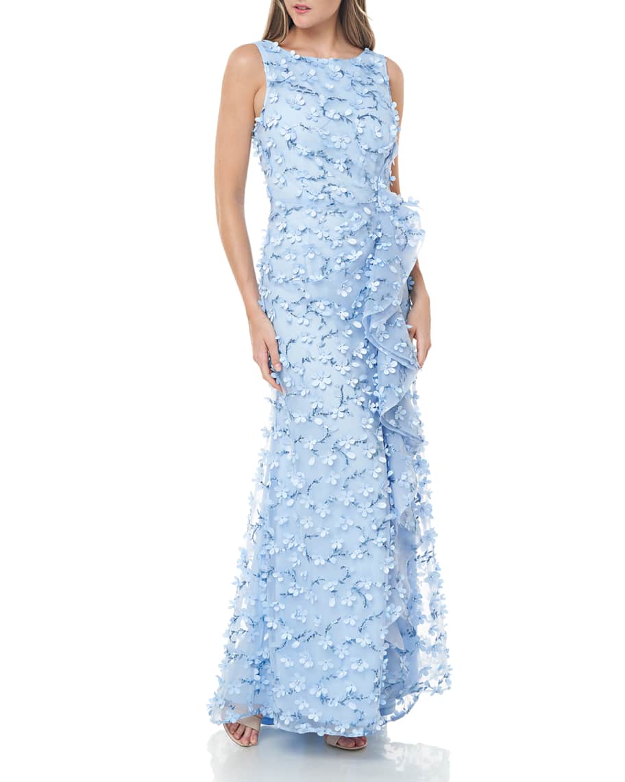 Carmen Marc Valvo Infusion Sleeveless 3D Petal Embellished Gown w ...