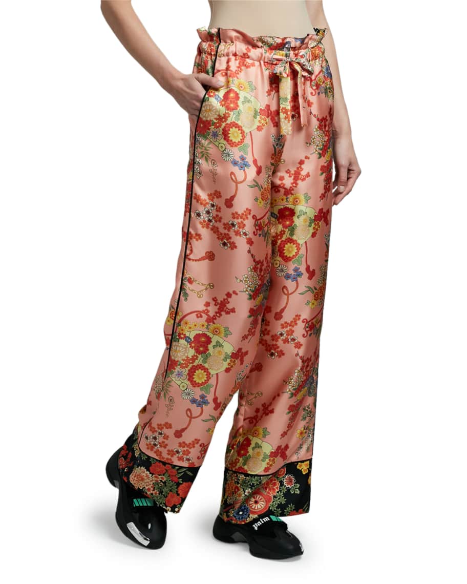 Palm Angels Blooming Silk Pajama Pants | Neiman Marcus