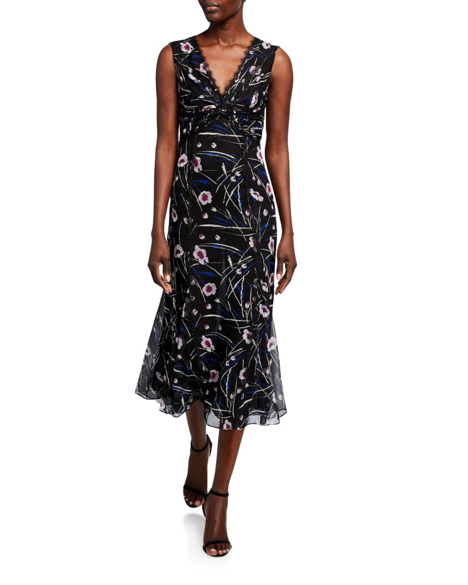 Jason Wu Collection Stem Floral Print Silk Dress | Neiman Marcus