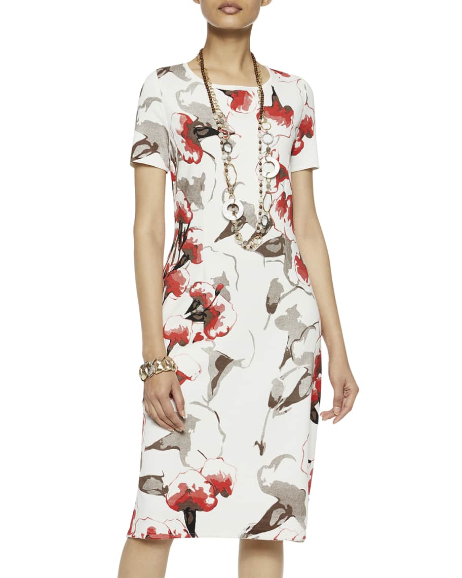 Misook Floral Pattern Knit Dress Neiman Marcus