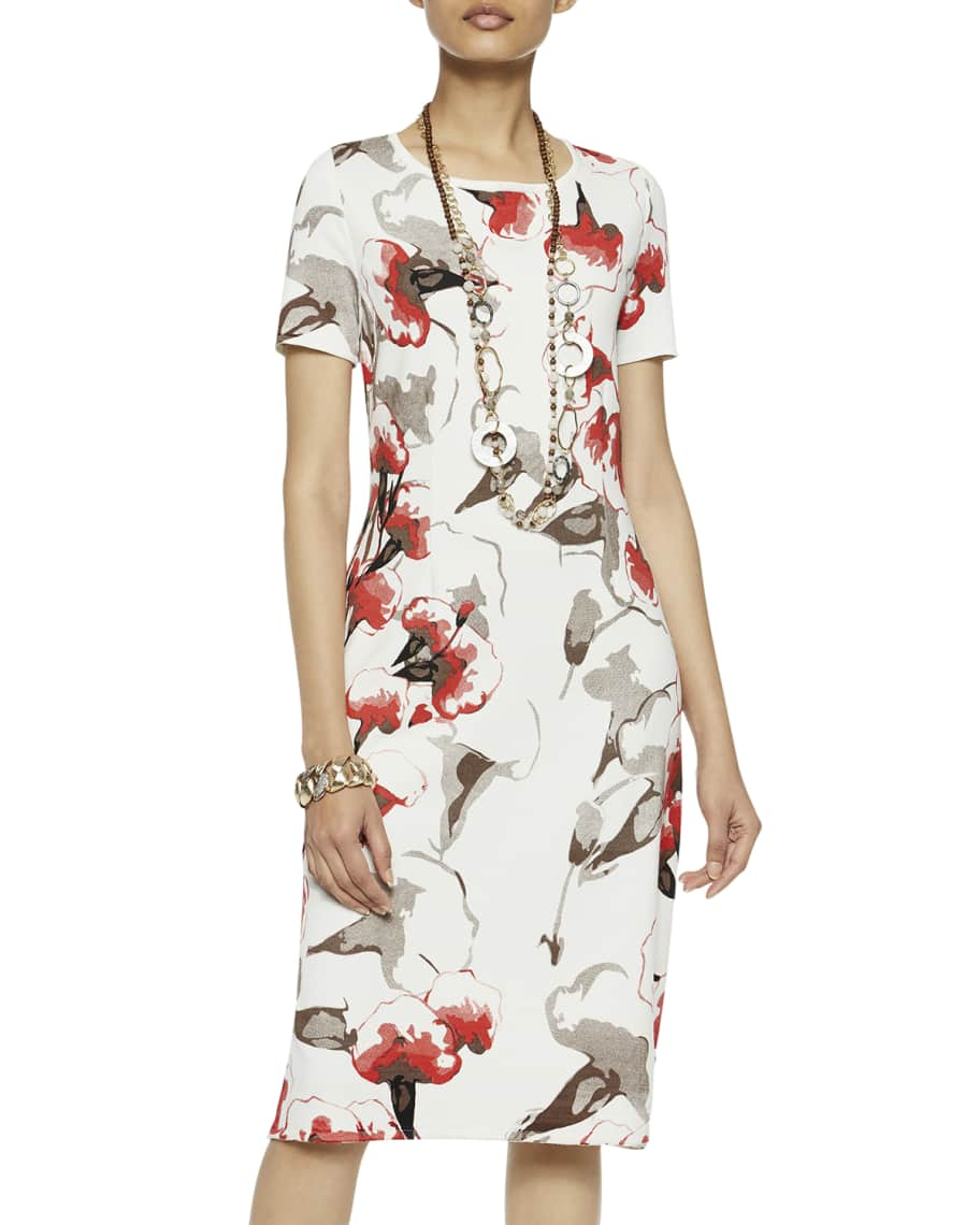 Misook Floral Pattern Knit Dress Neiman Marcus