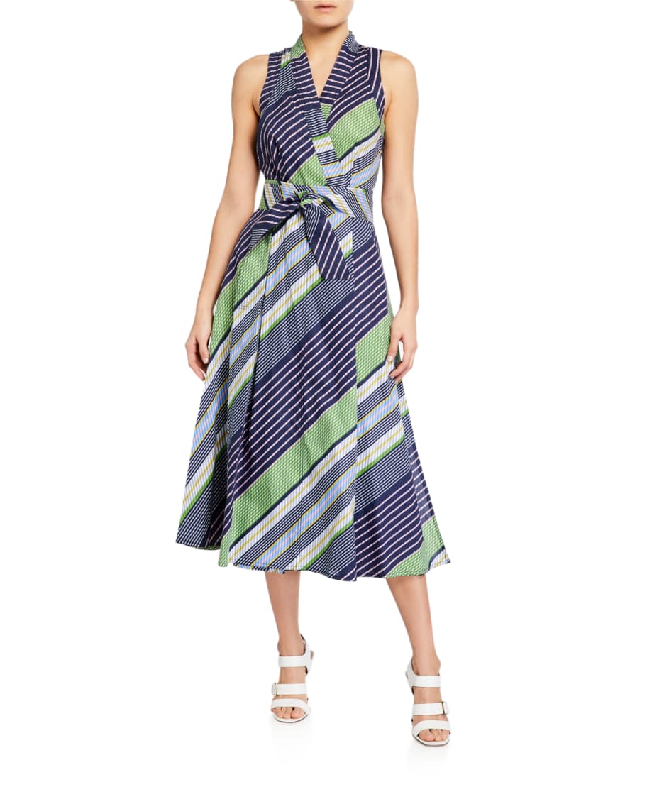 Tory Burch Overprinted Sleeveless Wrap Dress | Neiman Marcus