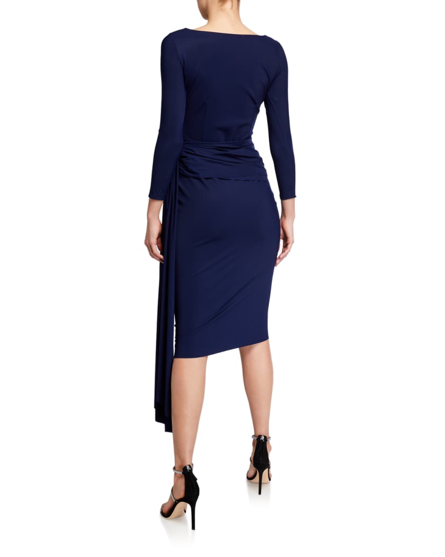 Image 2 of 2: Boat-Neck Sheath Dress with Draped Waistline
