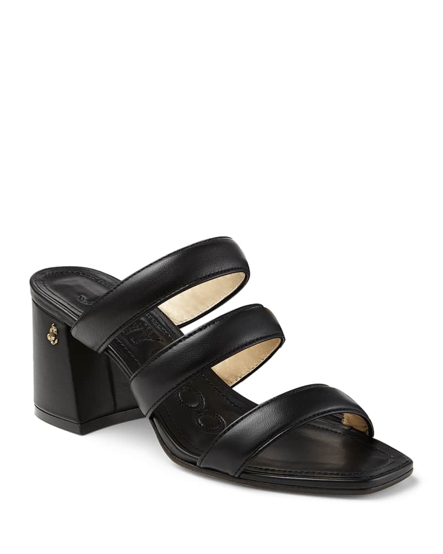 block heel slide sandals black