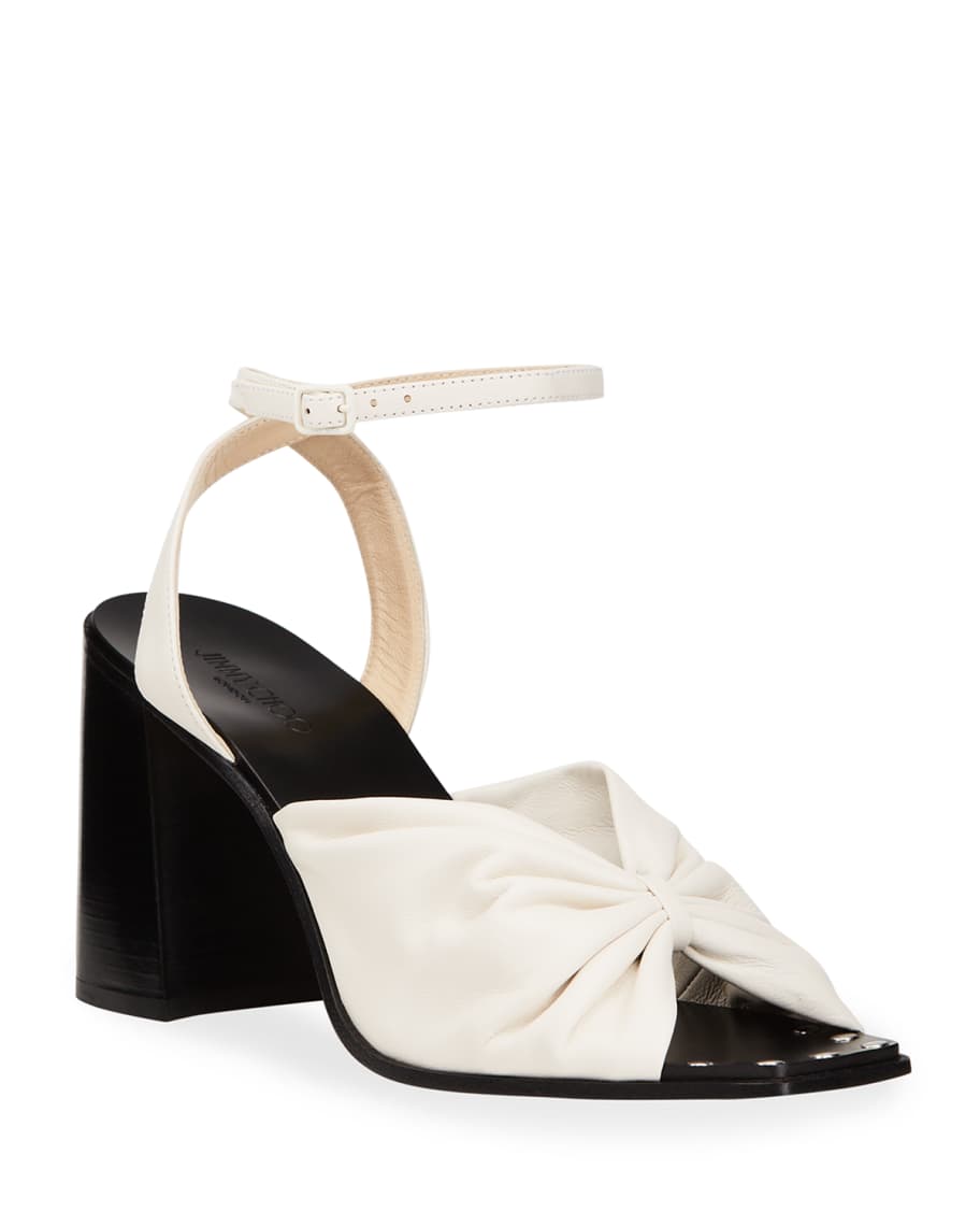 Jimmy Choo Jasie Pleated Leather Ankle Strap Sandals Neiman Marcus