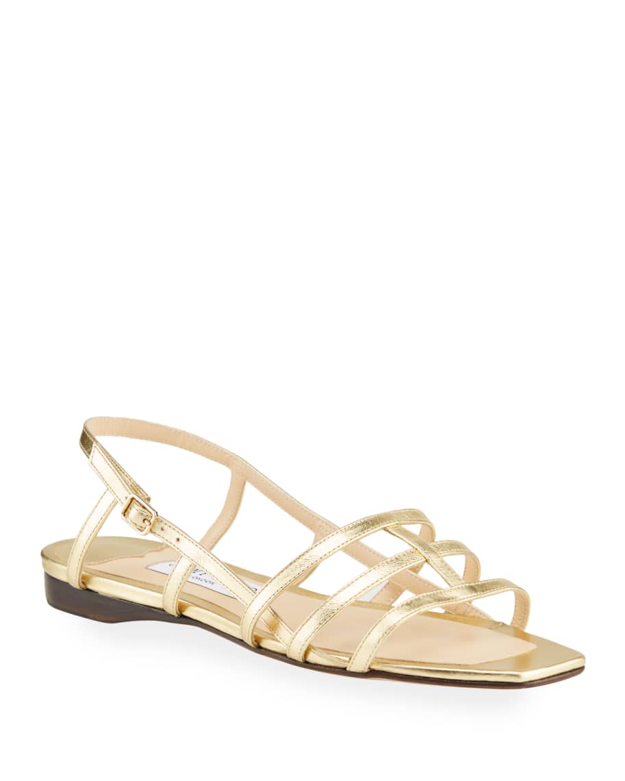Jimmy Choo Arien Metallic Leather Cage Slingback Sandals Neiman