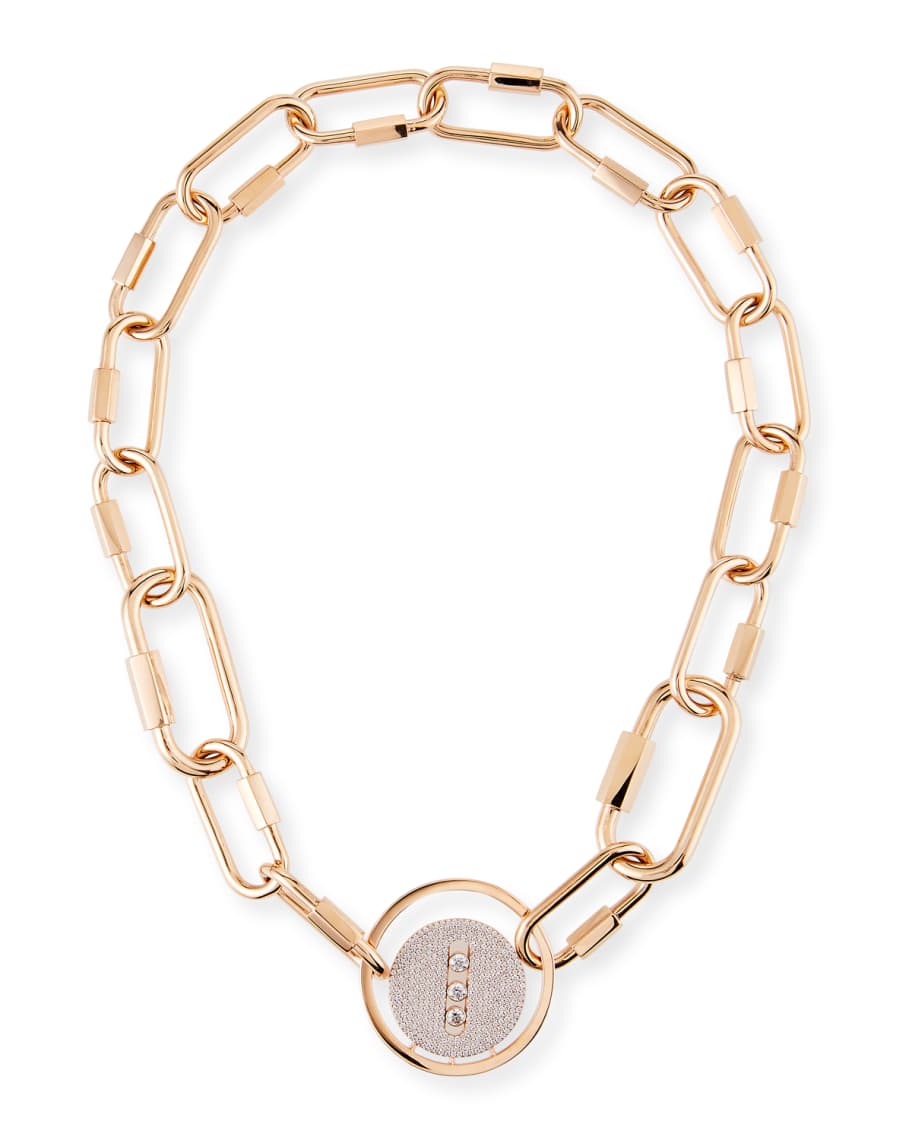 Messika Lucky Move 18k Rose Gold Diamond Carabiner Necklace | Neiman Marcus