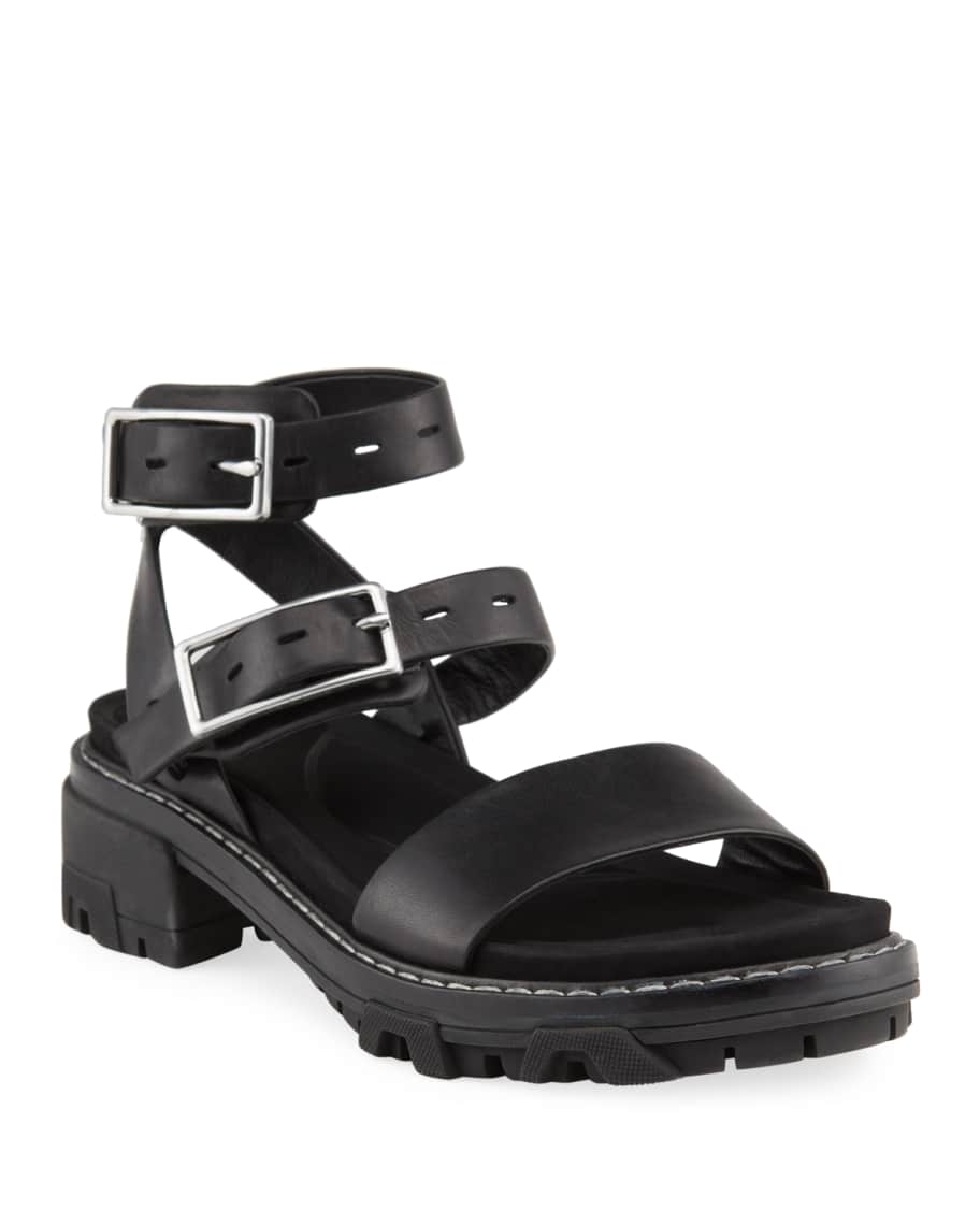 Rag & Bone Shiloh Leather Double Buckle Sport Sandals | Neiman Marcus