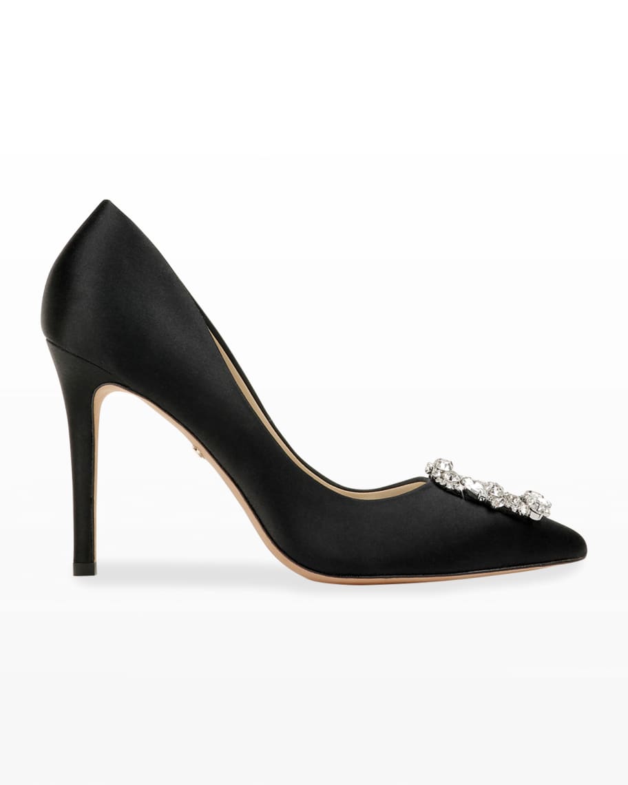 Cher Satin Buckle Cocktail High-Heel Pumps