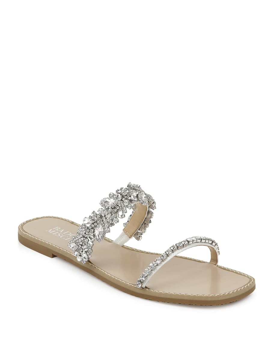 Badgley Mischka Jenelle Flat Slide Sandals | Neiman Marcus